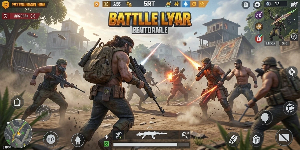 Gameplay seru 5RT dengan pertarungan intens di arena Battle Royale.