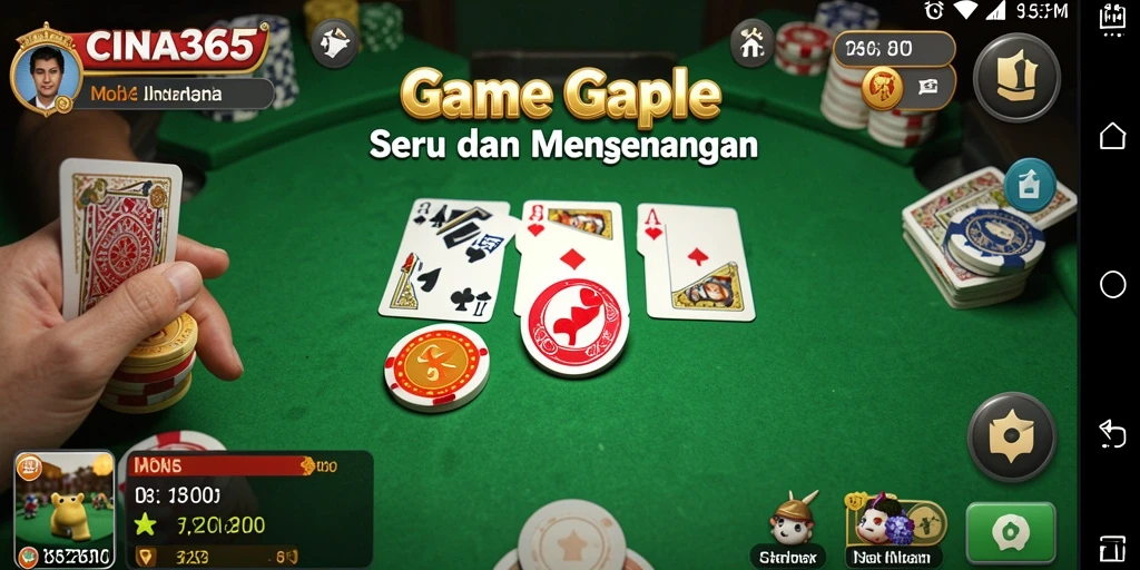Screenshot gameplay CINA365 menampilkan aksi seru permainan Gaple.