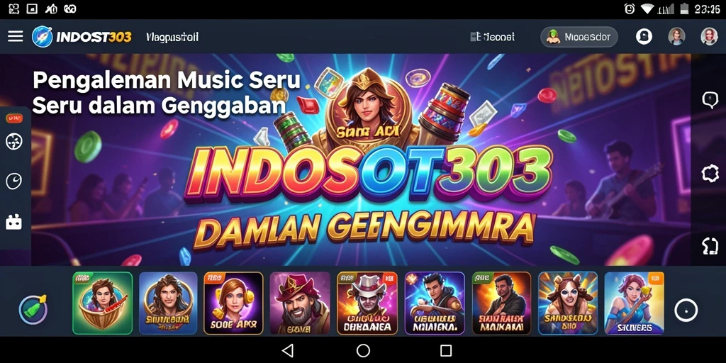 Screenshot gameplay INDOSLOT303 menampilkan pemain beraksi dengan lagu favorit.