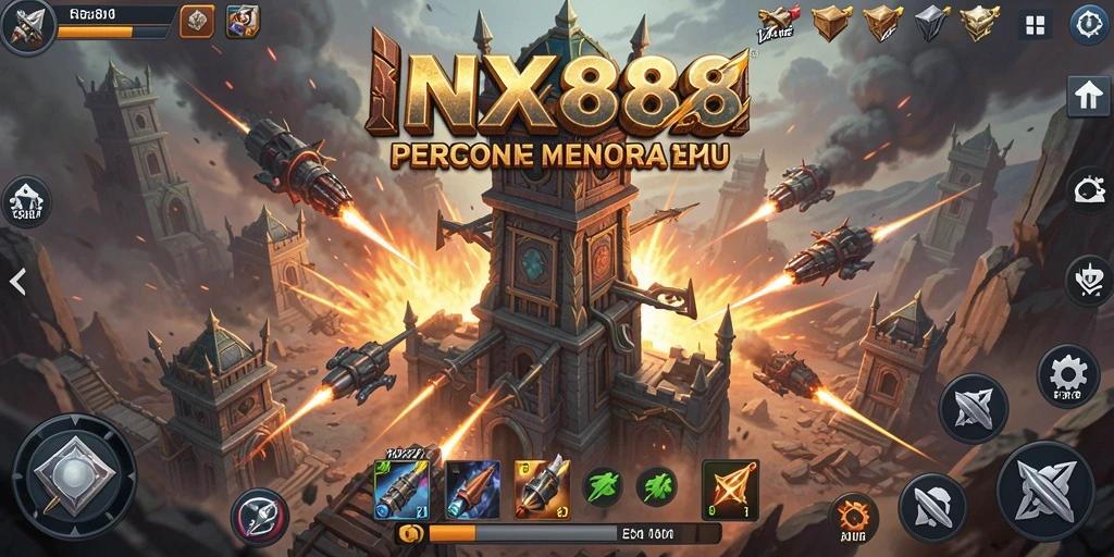 Tampilan gameplay menakjubkan dari NX888 dengan strategi Tower Defense yang seru.