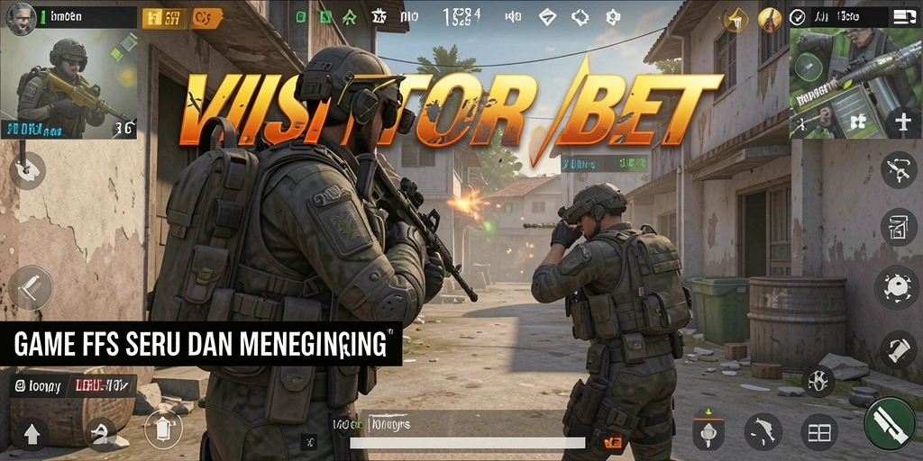 Screenshot utama VISITORBET menampilkan intensitas aksi dalam permainan FPS.