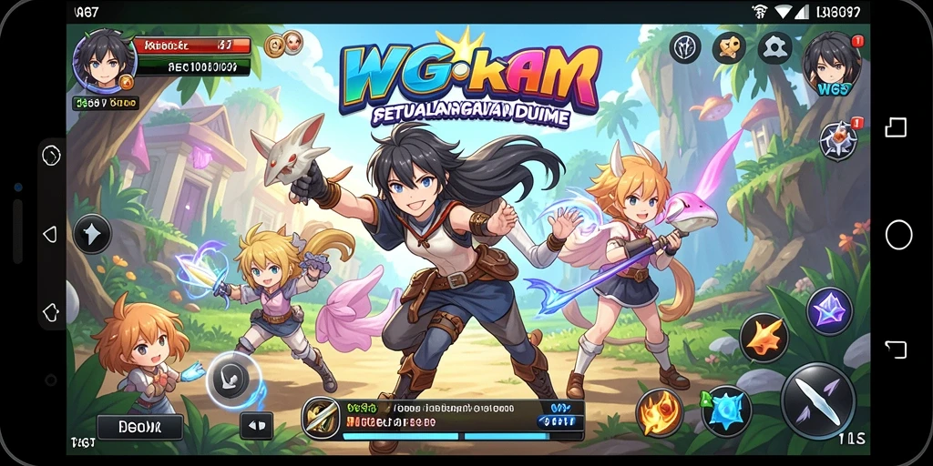 Tangkapan layar menampilkan gameplay seru WG87 dengan karakter anime.